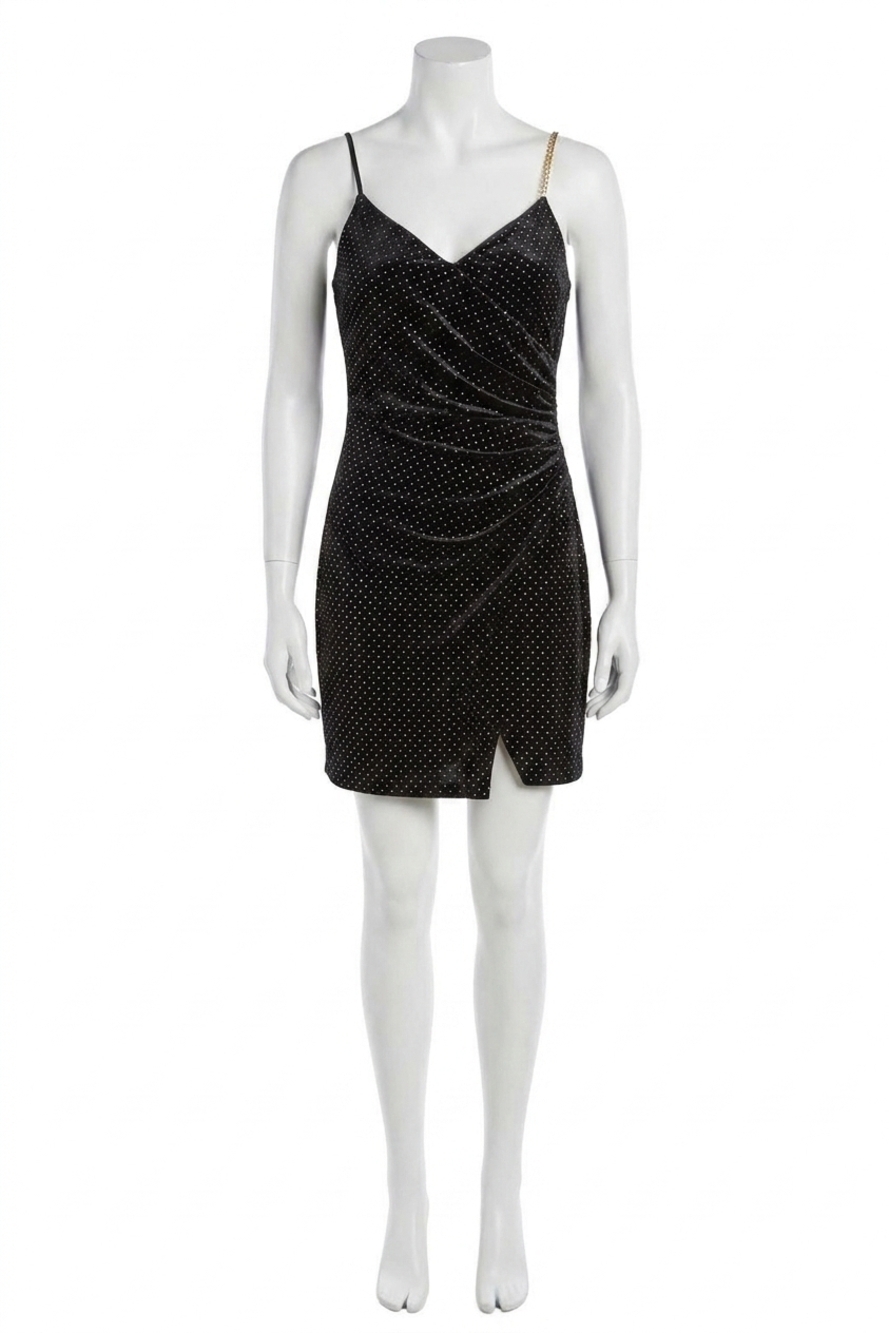 NEW BISHOP + YOUNG malone faux wrap mini dress in black